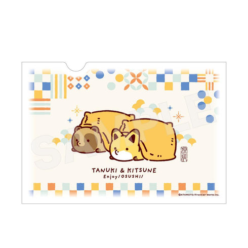 『タヌキとキツネ』和紙ファイル 01 タヌキ&キツネ いなり寿司(Enjoy!OSUSHI!)